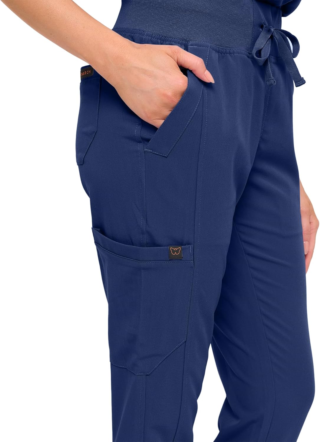 Monarch Uniforms Women's Jogger Scrub Set with Oversized Scrub Top with Mandarin Collar - Navy Blue