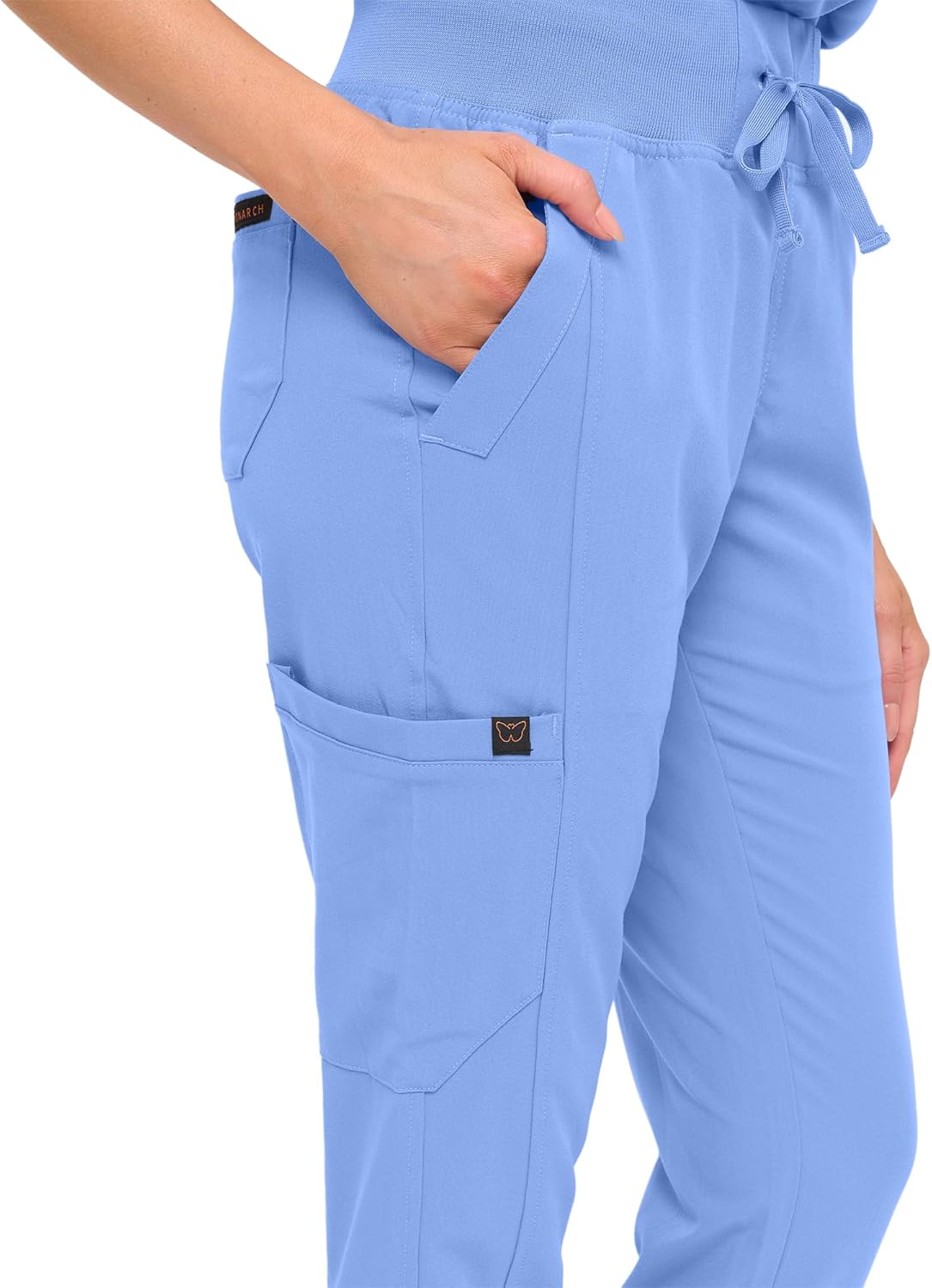 Monarch Uniforms Women's Jogger Scrub Set with Oversized Scrub Top with Mandarin Collar - Ceil Blue