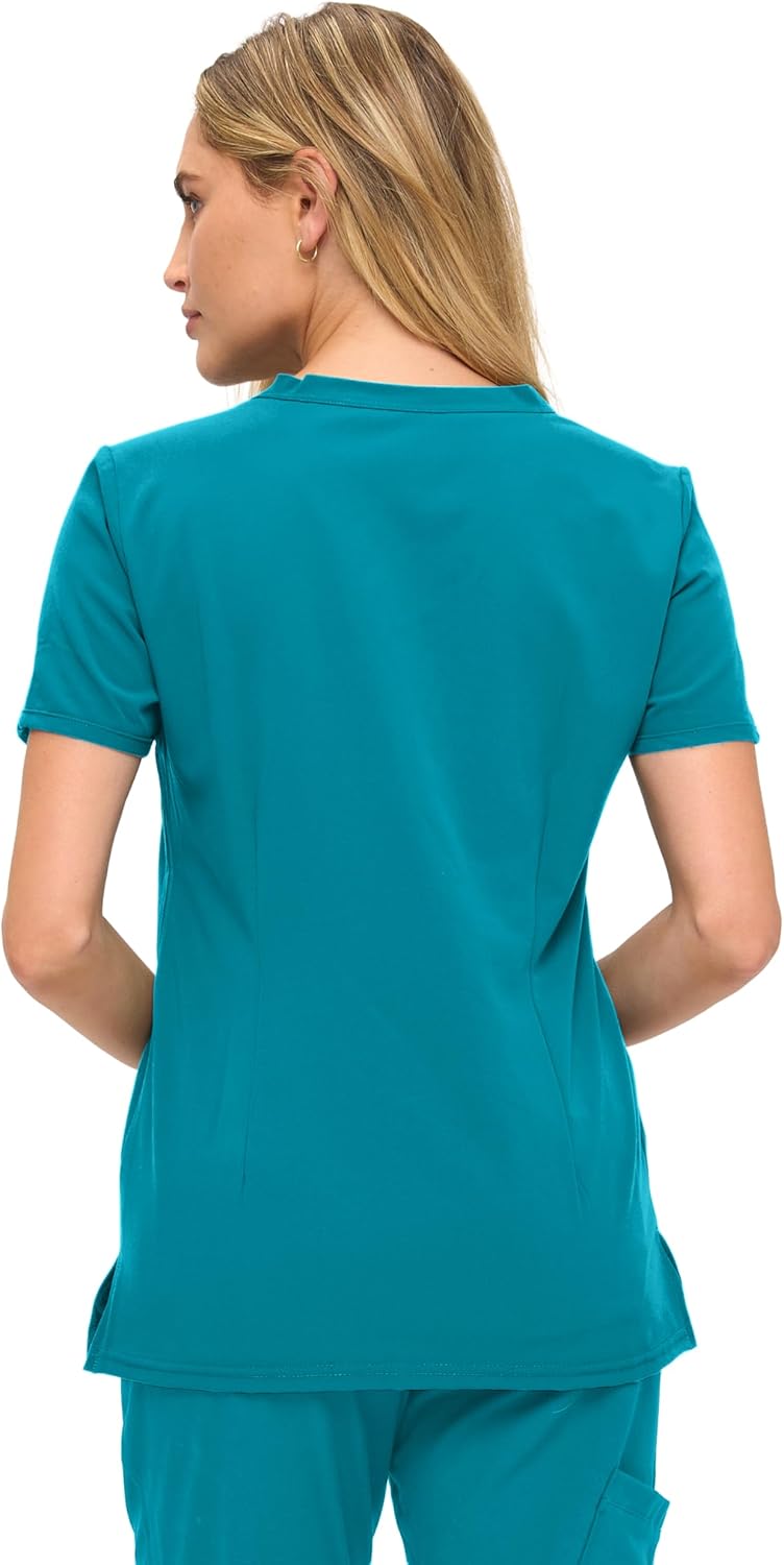 Monarch Uniforms Women's Scrub Top – Comfortable Stretch V-Neck Medical Shirt with Pockets - Teal
