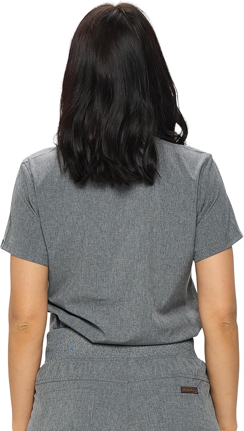 Monarch Uniforms Women's Scrub Top One Pocket Tuck-In Scrub Top - Heather Gray
