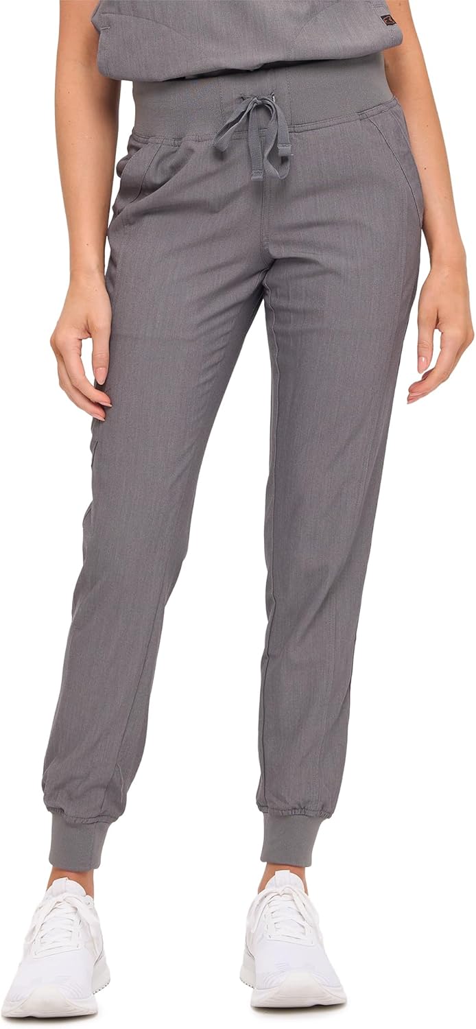Monarch Uniforms Women's Soft Stretch Jogger Scrub Pants – Ultra Comfortable, Flexible Medical Uniform Pants - Heather Grey