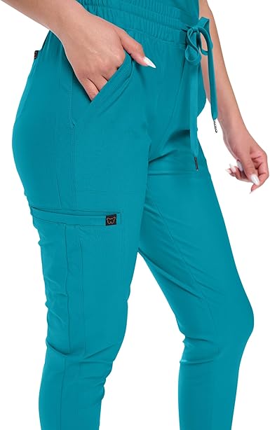 Petite Women's Scrub Pants Maximum Stretch Taper Leg Scrub Bottoms for Women