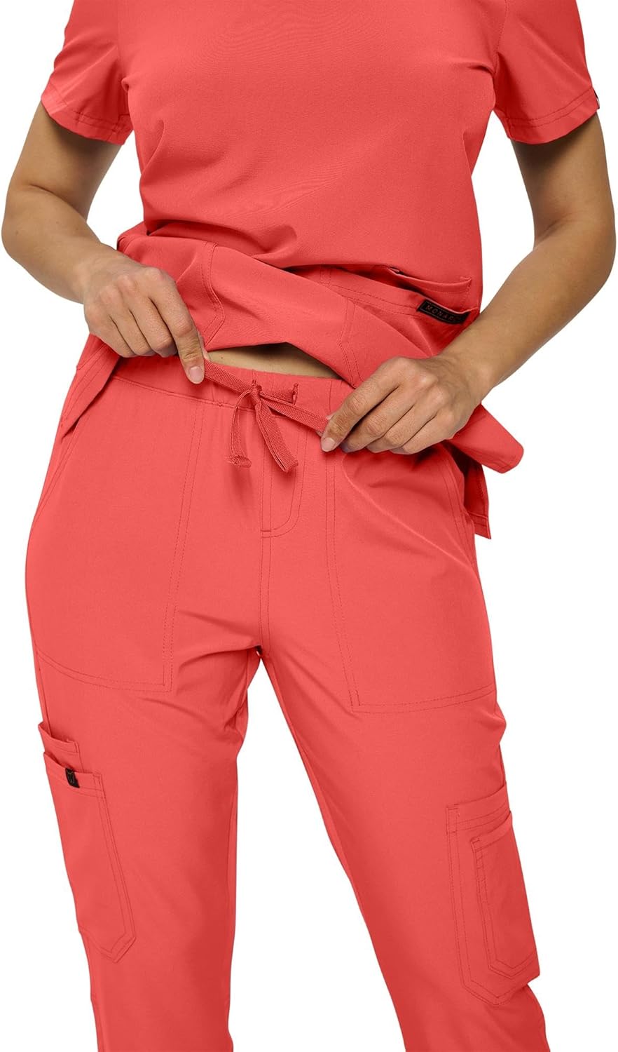 Monarch Uniforms Scrub Sets - Regular & Petite Stretchy Scrubs for Women - Set of Top & Pants - Coral