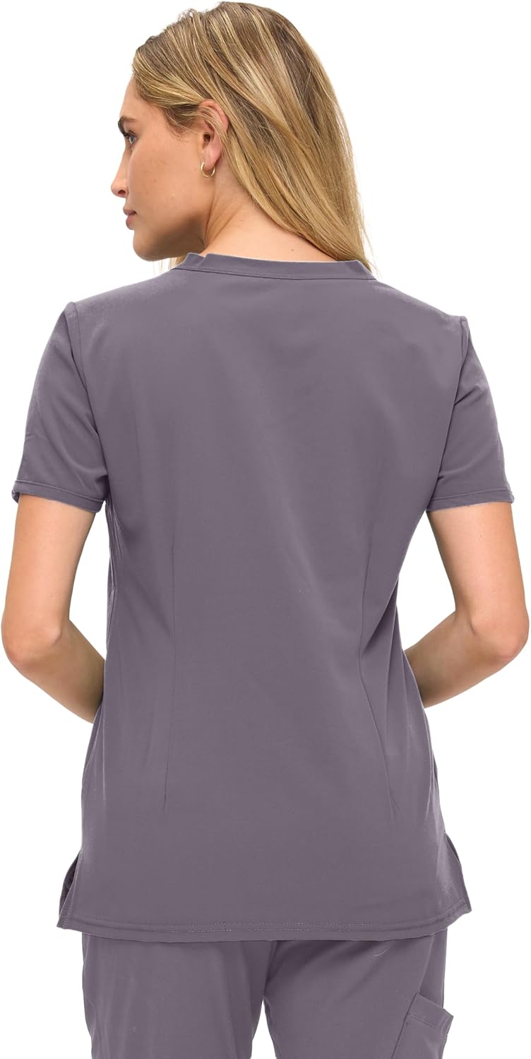 Monarch Uniforms Women's Scrub Top – Comfortable Stretch V-Neck Medical Shirt with Pockets - Charcoal