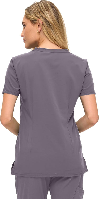 Monarch Uniforms Women's Scrub Top – Comfortable Stretch V-Neck Medical Shirt with Pockets - Charcoal