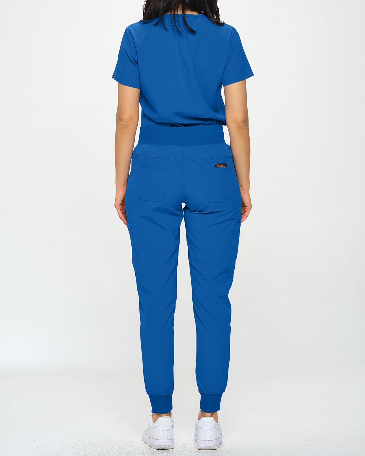 Monarch Uniforms Slim Fit Stretchy Scrubs Women's Jogger Scrub Set with Tuck-In Top - Royal Blue