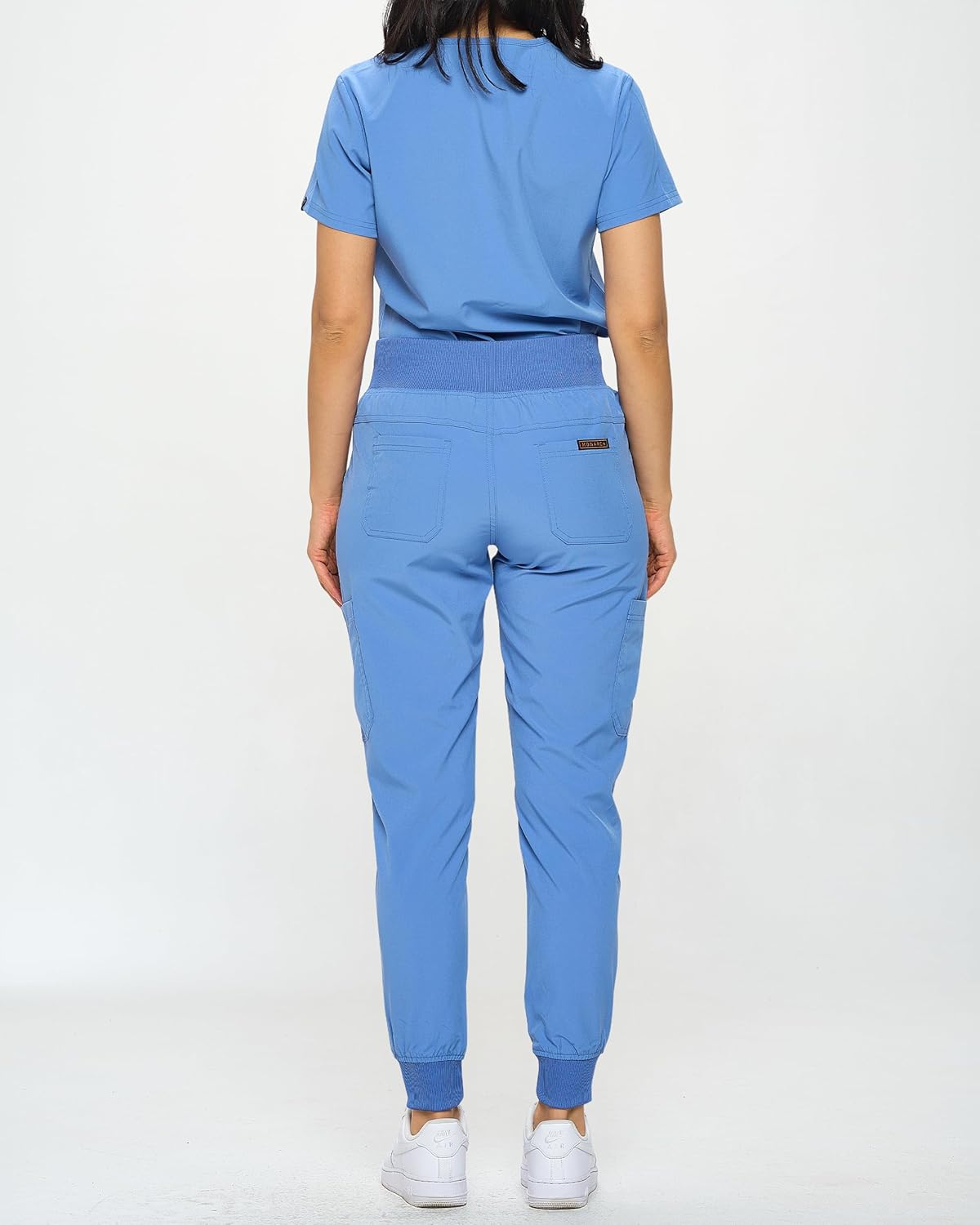 Monarch Uniforms Slim Fit Stretchy Scrubs Women's Jogger Scrub Set with Tuck-In Top - Ceil Blue