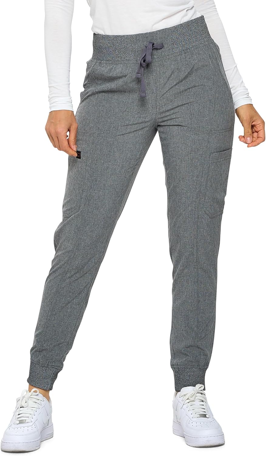 Monarch Uniforms Women's Jogger Scrubs Ribbed Jogger Scrub Pants for Women - Heather Gray