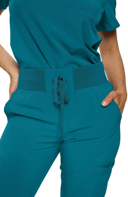Monarch Uniforms Women's Jogger Scrubs Ribbed Jogger Scrub Pants for Women - Caribbean Blue