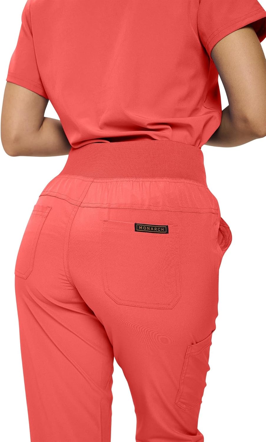 Monarch Uniforms Women's Jogger Scrubs Ribbed Jogger Scrub Pants for Women - Coral