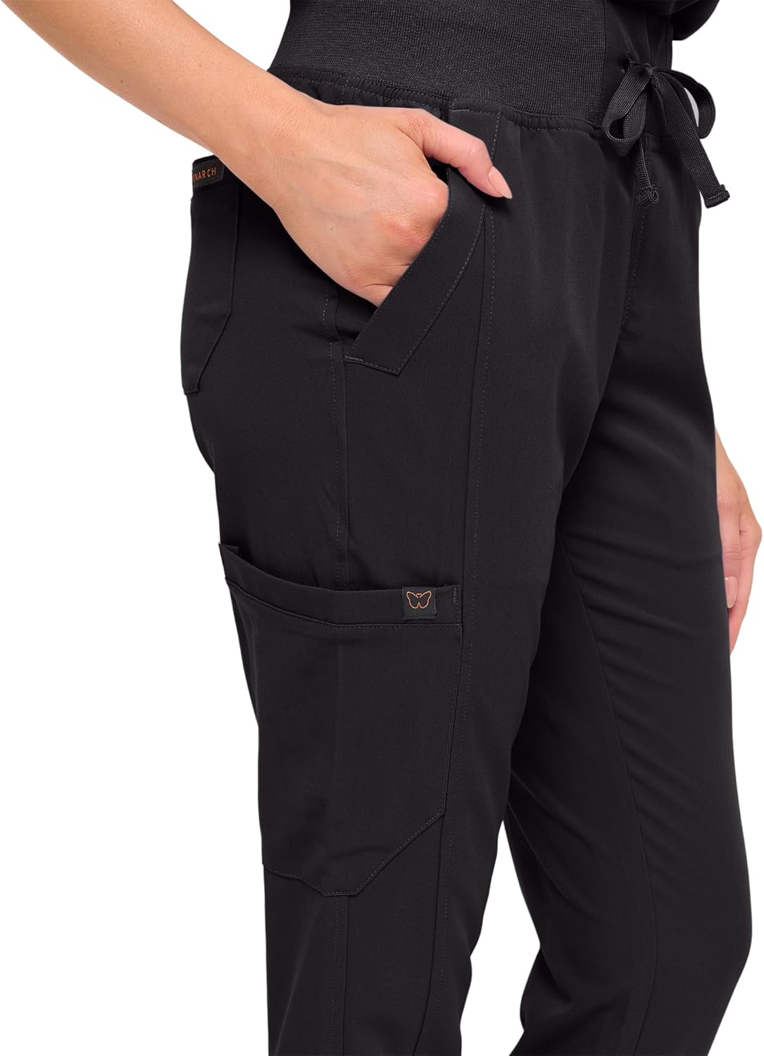 Monarch Uniforms Women's Jogger Scrub Set with Oversized Scrub Top with Mandarin Collar - Black