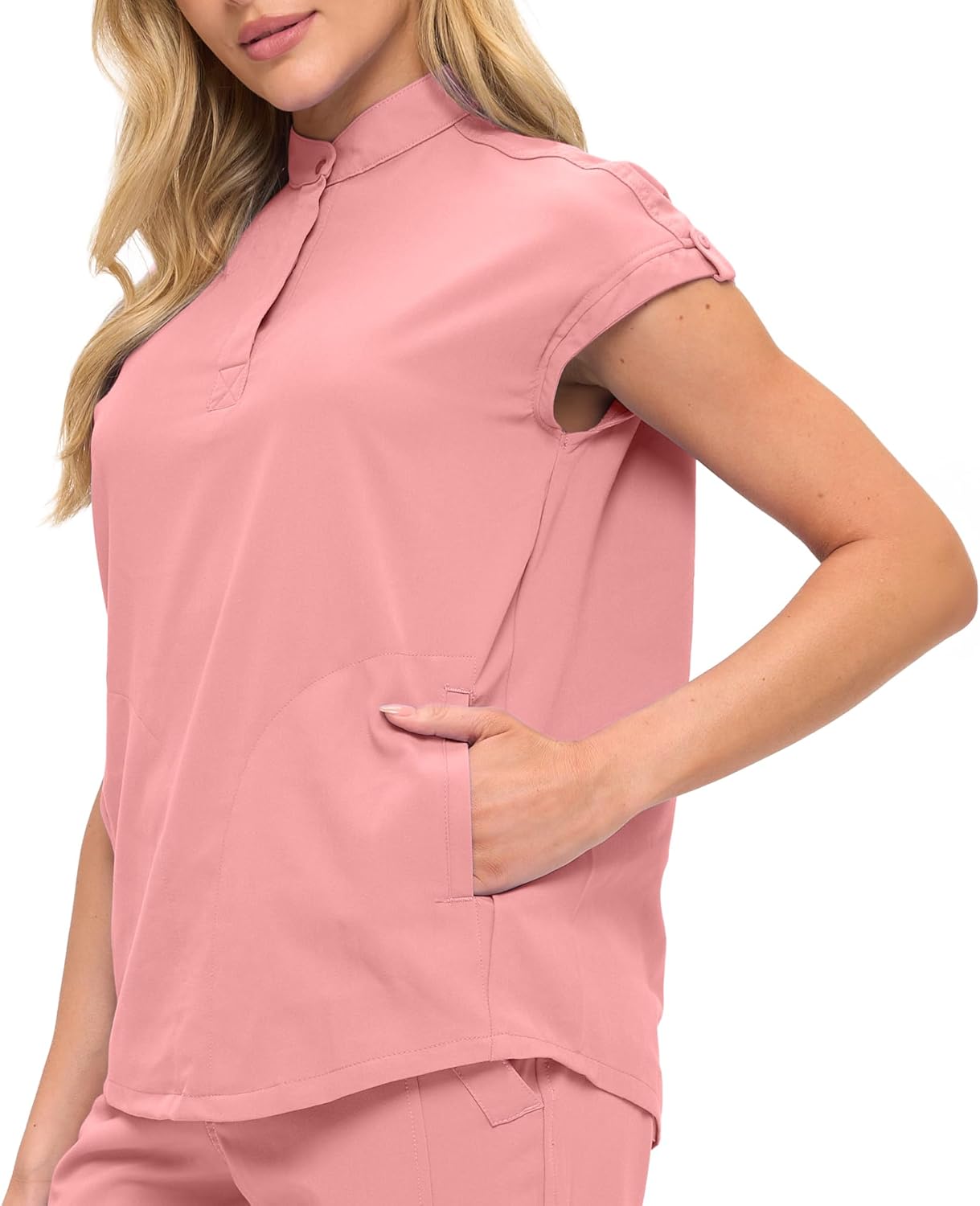 Monarch Uniforms Women's Jogger Scrub Set with Oversized Scrub Top with Mandarin Collar - Mauve
