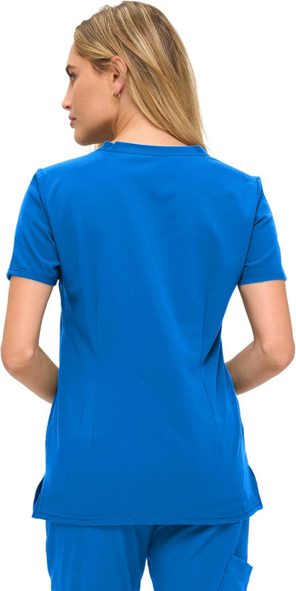 Monarch Uniforms Women's Scrub Top – Comfortable Stretch V-Neck Medical Shirt with Pockets - Royal Blue