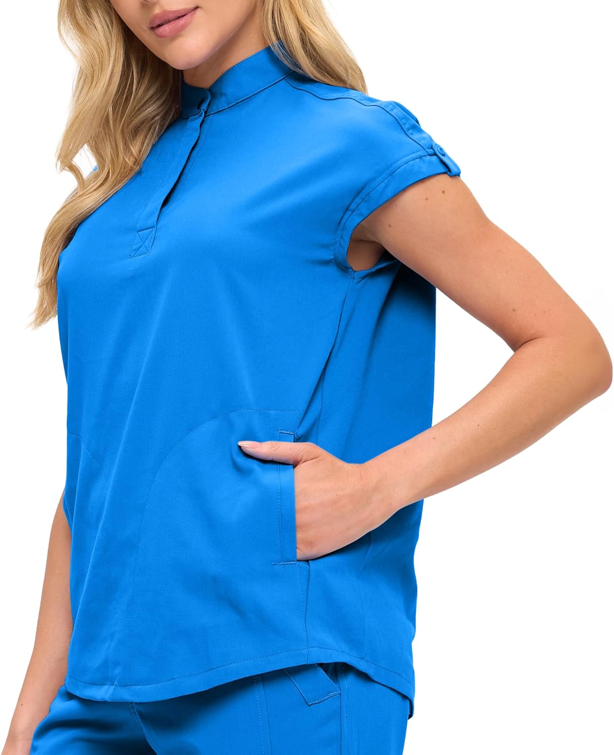 Monarch Uniforms Women's Jogger Scrub Set with Oversized Scrub Top with Mandarin Collar - Royal Blue