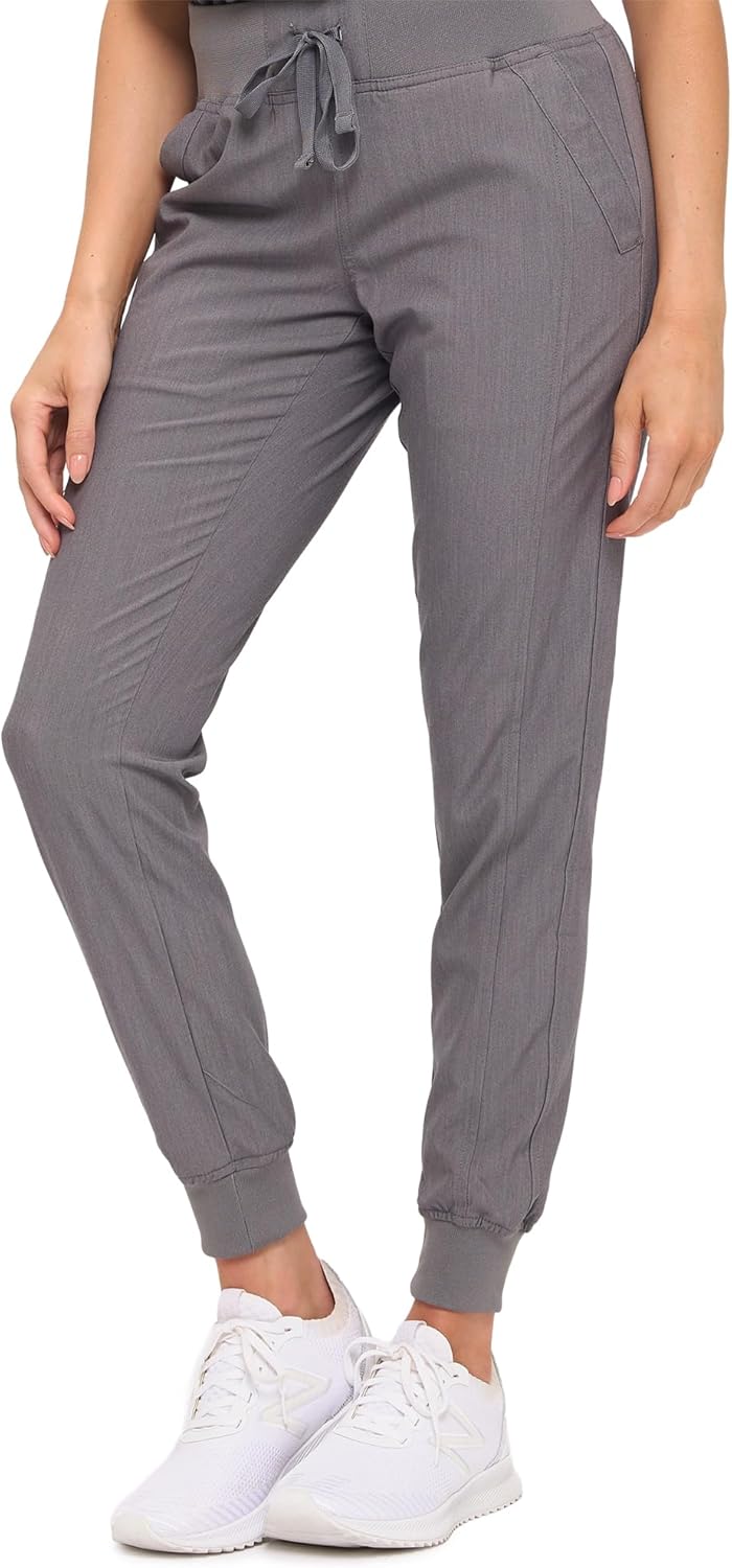 Monarch Uniforms Women's Soft Stretch Jogger Scrub Pants – Ultra Comfortable, Flexible Medical Uniform Pants - Heather Grey