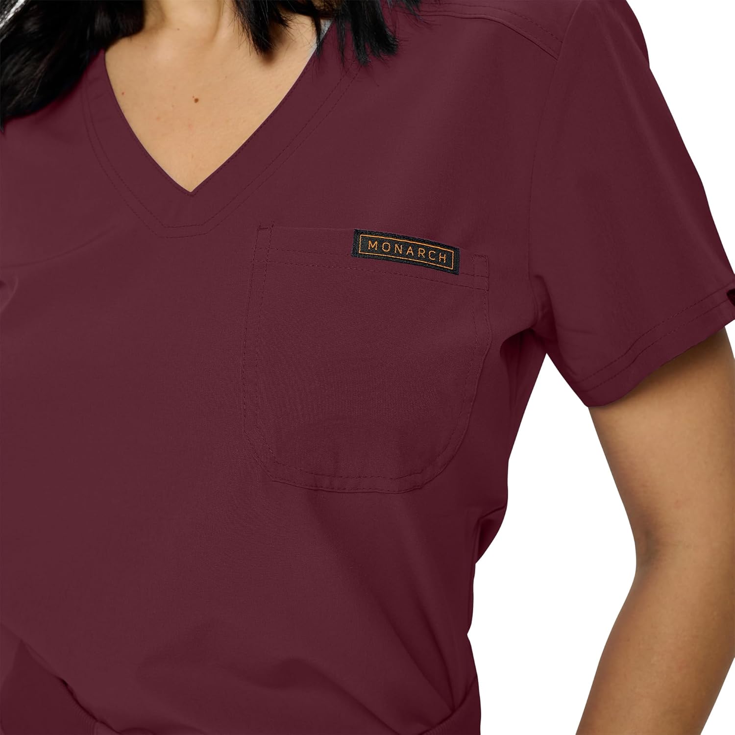 Monarch Uniforms Women's Scrub Top One Pocket Tuck-In Scrub Top - Burgundy