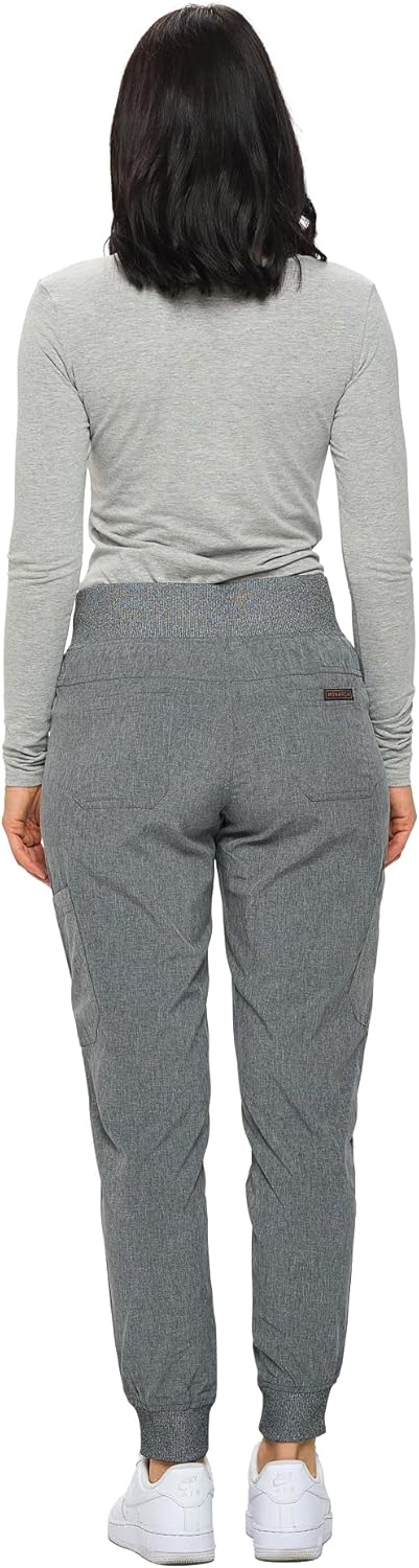 Monarch Uniforms Women's Jogger Scrubs Ribbed Jogger Scrub Pants for Women - Heather Gray