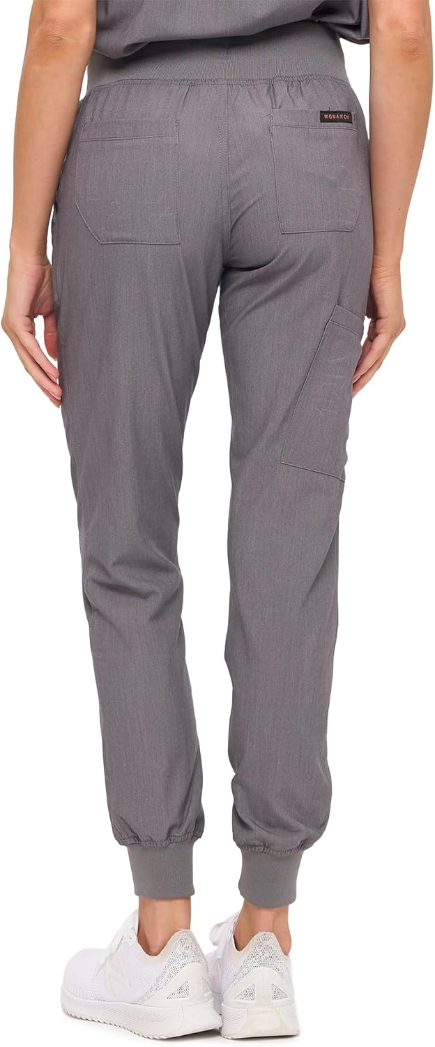 Monarch Uniforms Women's Soft Stretch Jogger Scrub Pants – Ultra Comfortable, Flexible Medical Uniform Pants - Heather Grey