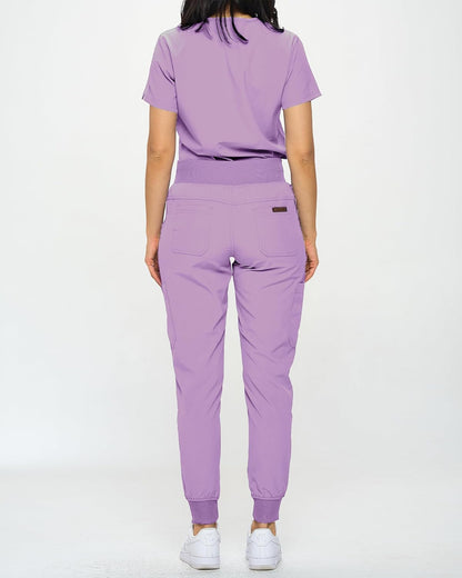 Monarch Uniforms Slim Fit Stretchy Scrubs Women's Jogger Scrub Set with Tuck-In Top - Lavender