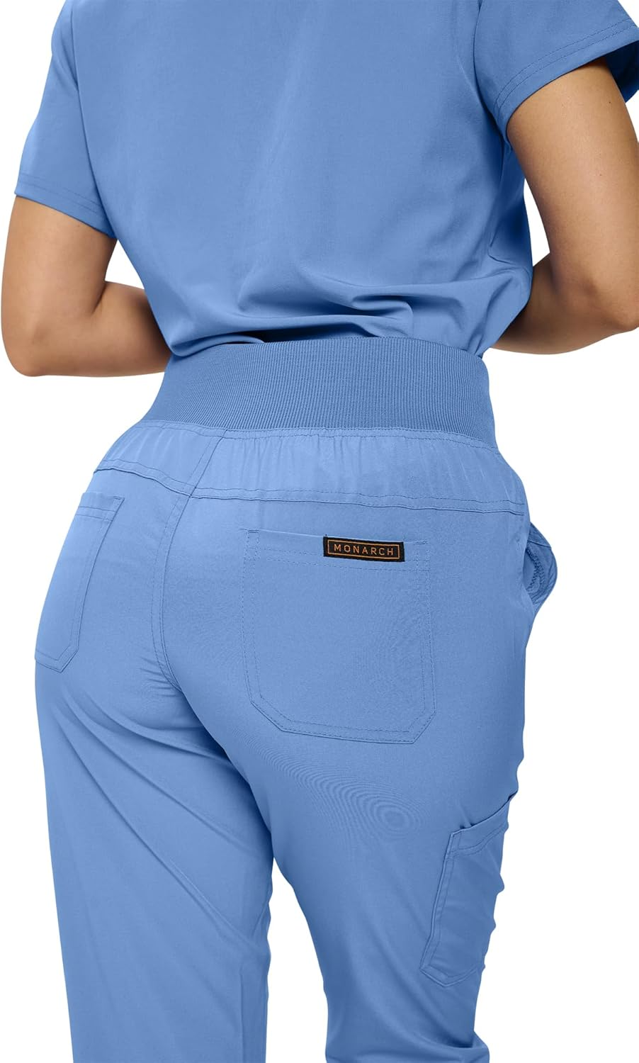 Monarch Uniforms Women's Jogger Scrubs Ribbed Jogger Scrub Pants for Women - Ceil Blue