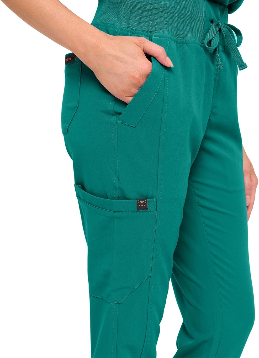 Monarch Uniforms Women's Jogger Scrub Set with Oversized Scrub Top with Mandarin Collar - True Hunter Green