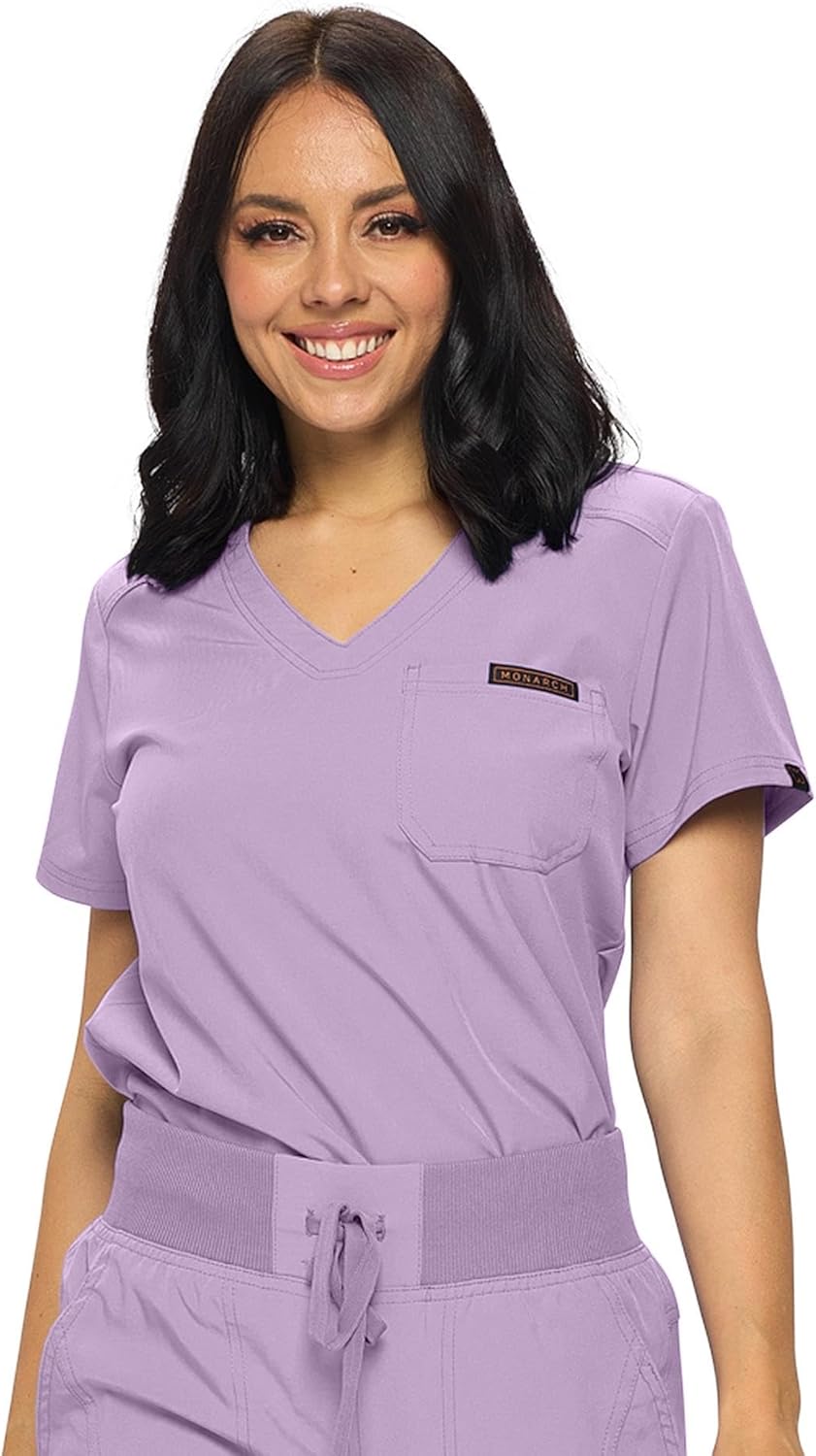 Monarch Uniforms Women's Scrub Top One Pocket Tuck-In Scrub Top - Lavender