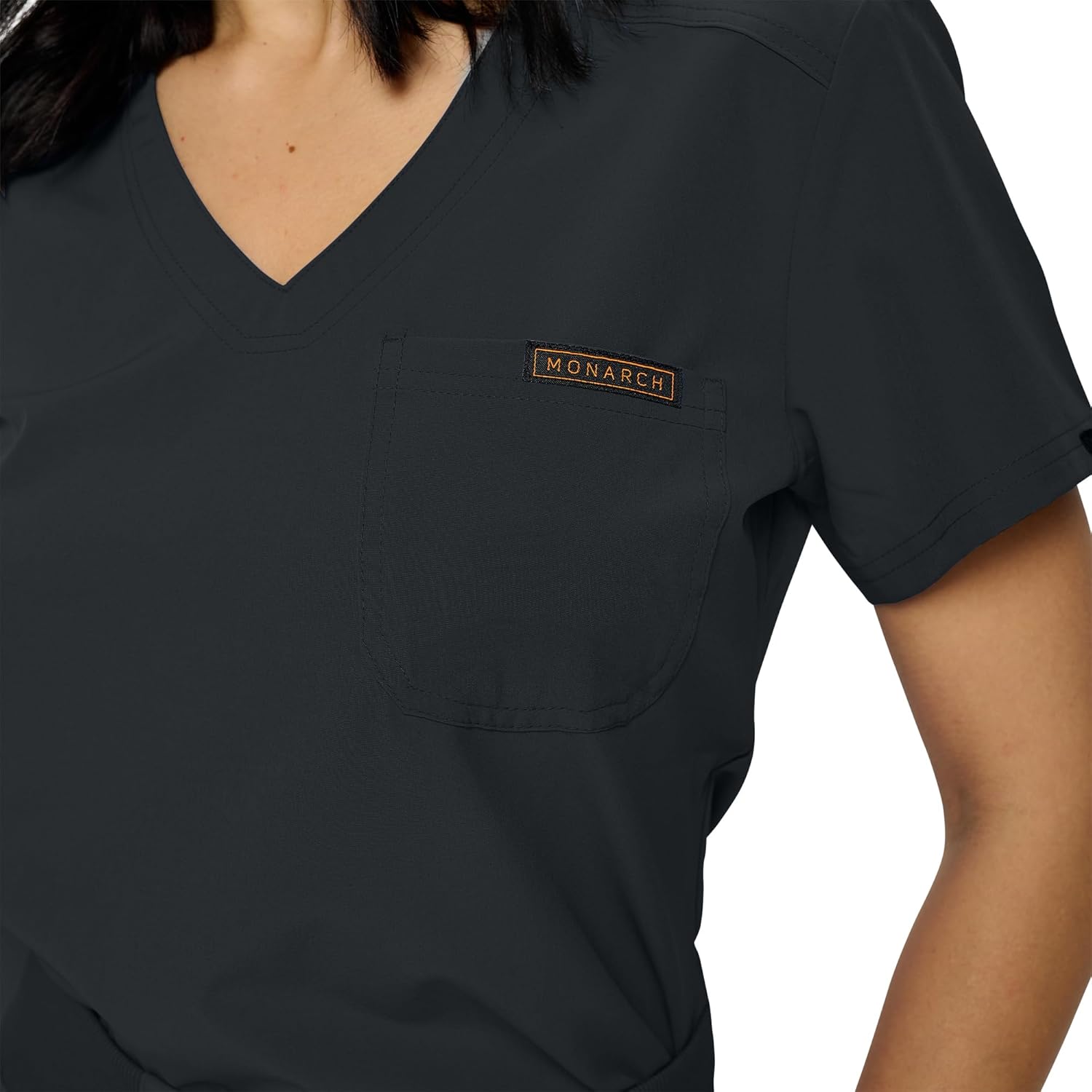 Monarch Uniforms Women's Scrub Top One Pocket Tuck-In Scrub Top - Black