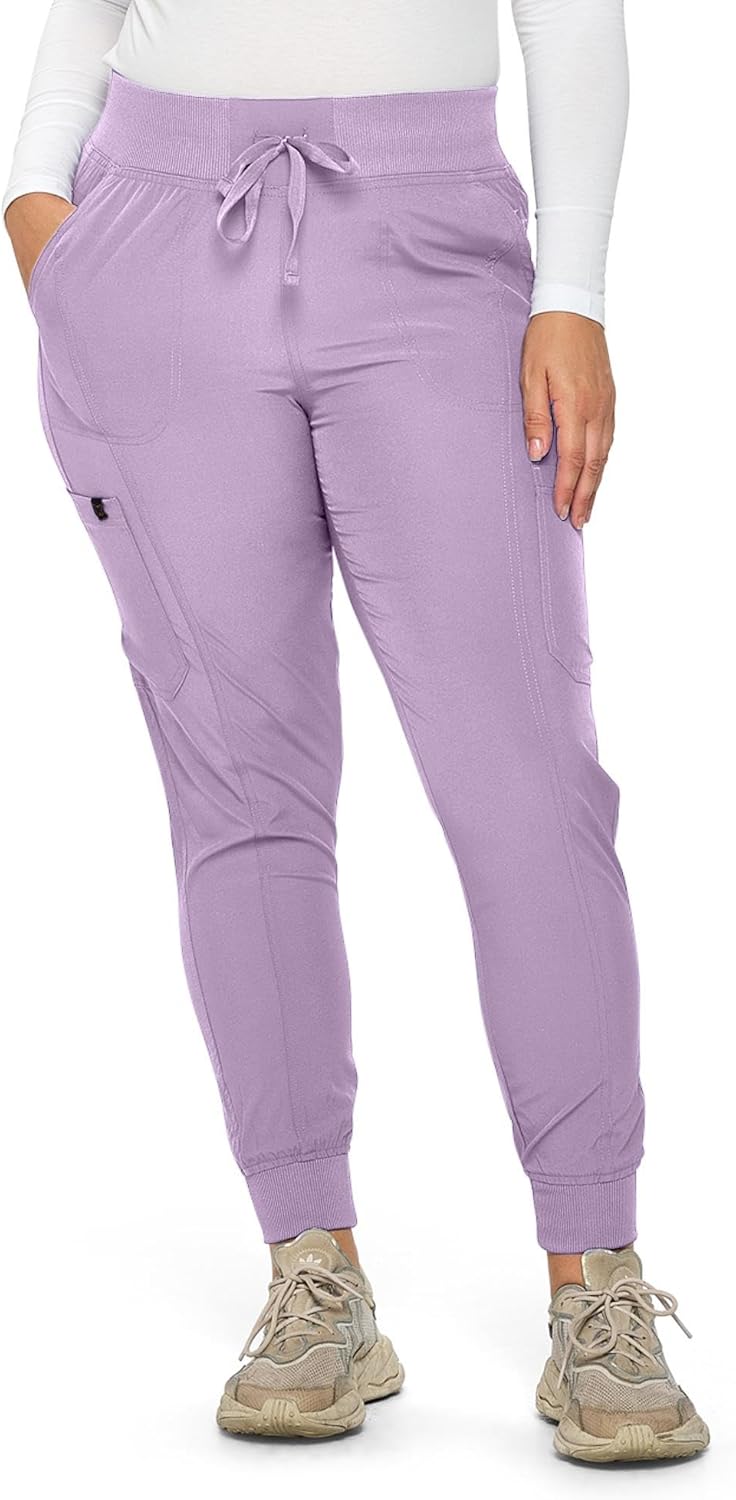 Monarch Uniforms Women's Jogger Scrubs Ribbed Jogger Scrub Pants for Women - Lavender