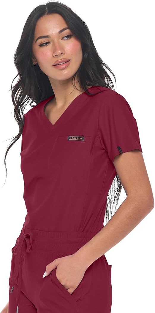Women's Scrub Top Max Stretch Tuck-in One Pocket Scrub Top for Women