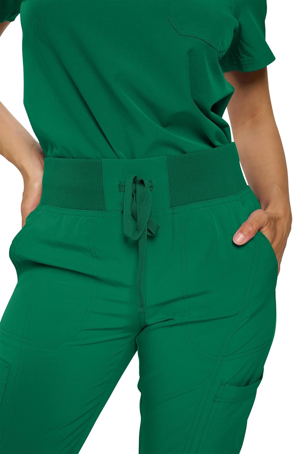 Monarch Uniforms Women's Jogger Scrubs Ribbed Jogger Scrub Pants for Women - Hunter Green