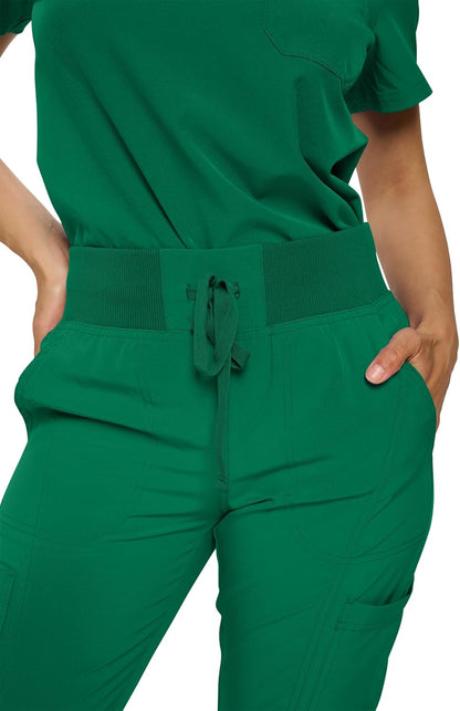 Monarch Uniforms Women's Jogger Scrubs Ribbed Jogger Scrub Pants for Women - Hunter Green