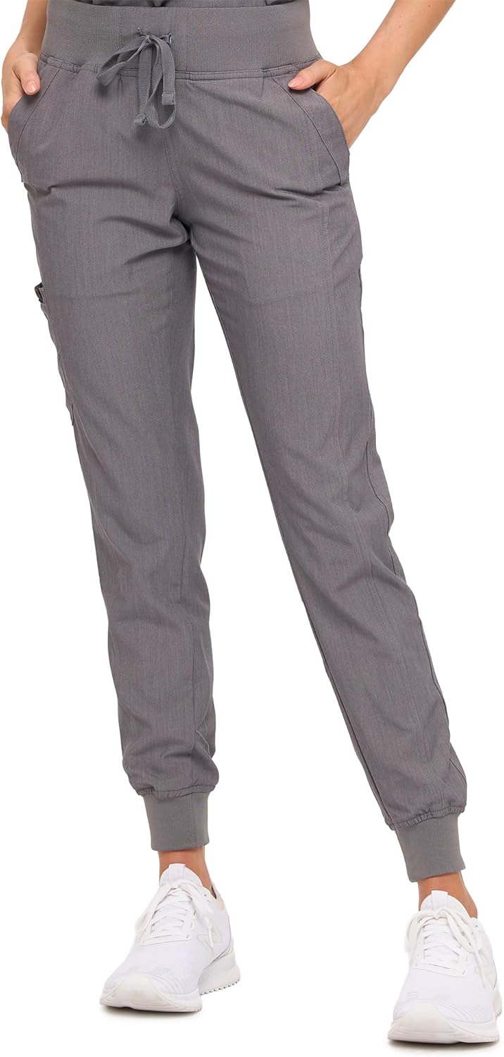 Monarch Uniforms Women's Soft Stretch Jogger Scrub Pants – Ultra Comfortable, Flexible Medical Uniform Pants - Heather Grey