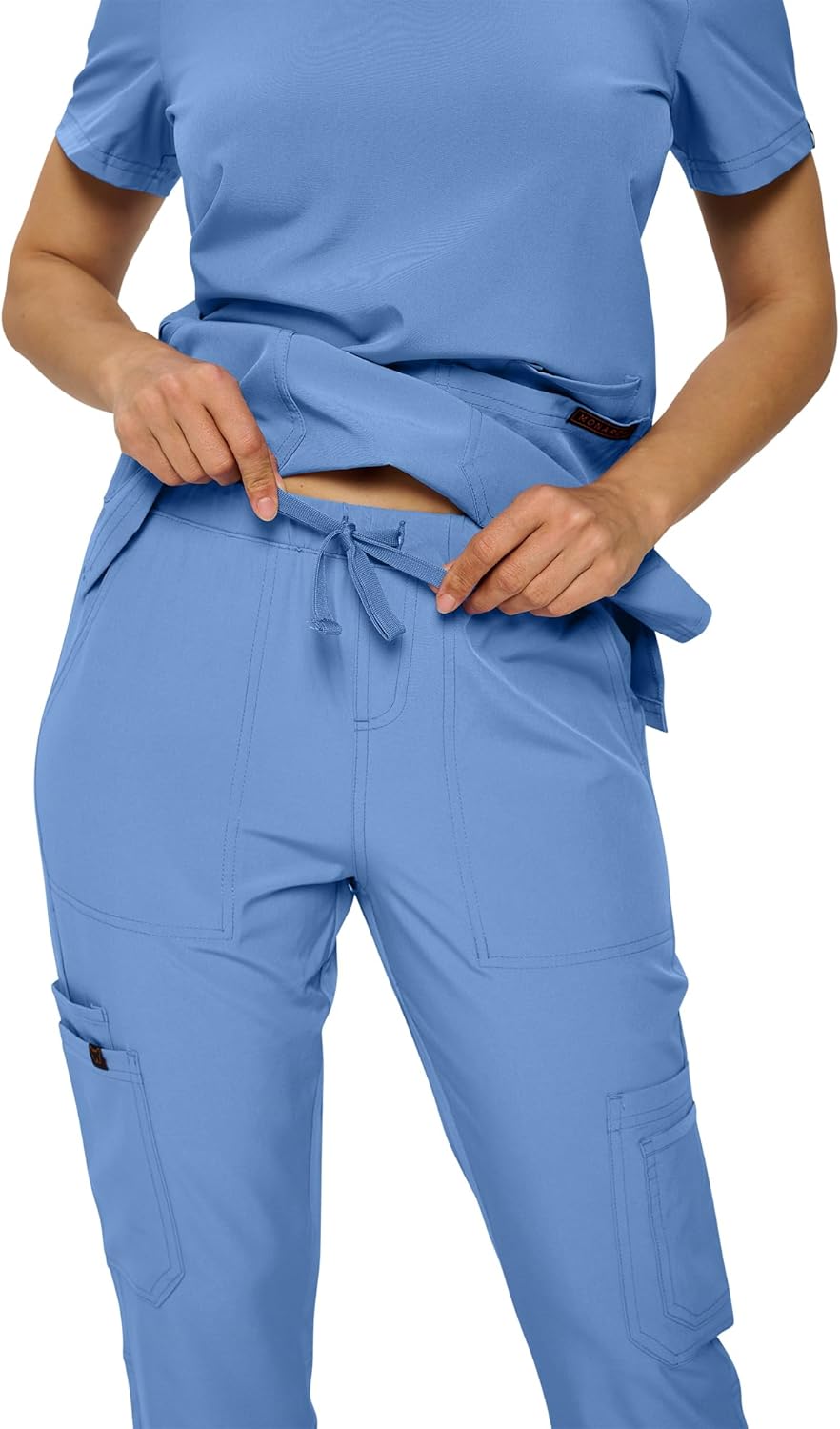 Monarch Uniforms Scrub Sets - Regular & Petite Stretchy Scrubs for Women - Set of Top & Pants - Ceil Blue