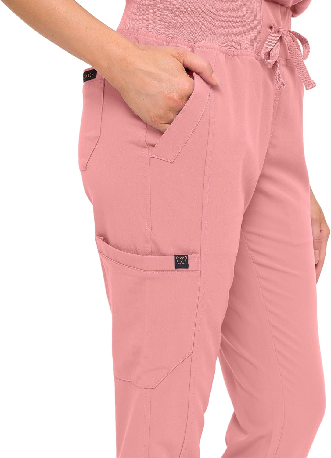 Monarch Uniforms Women's Jogger Scrub Set with Oversized Scrub Top with Mandarin Collar - Mauve