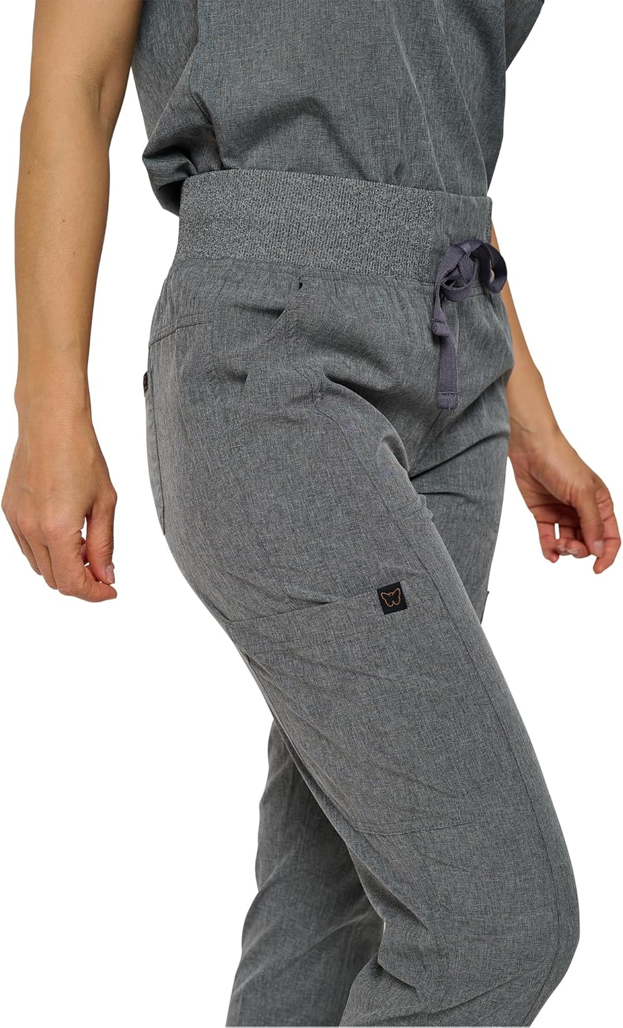 Monarch Uniforms Women's Jogger Scrubs Ribbed Jogger Scrub Pants for Women - Heather Gray