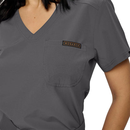 Monarch Uniforms Women's Scrub Top One Pocket Tuck-In Scrub Top - Charcoal