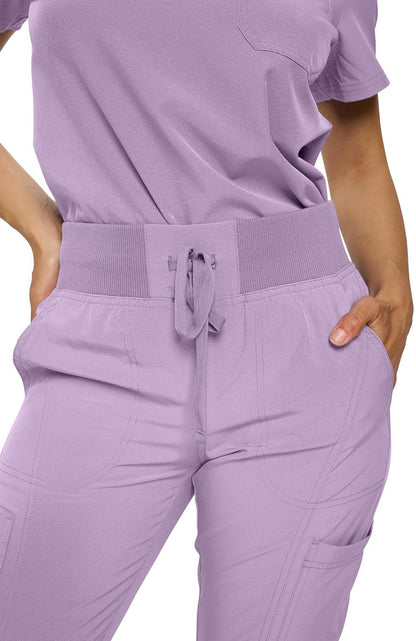 Monarch Uniforms Women's Jogger Scrubs Ribbed Jogger Scrub Pants for Women - Lavender