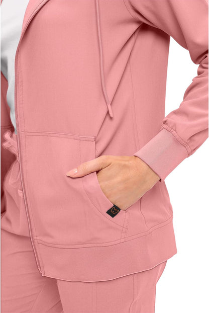 Monarch Uniforms Women's Scrub Jacket Hoodie – Lightweight Zip Up Nursing Jacket - Mauve