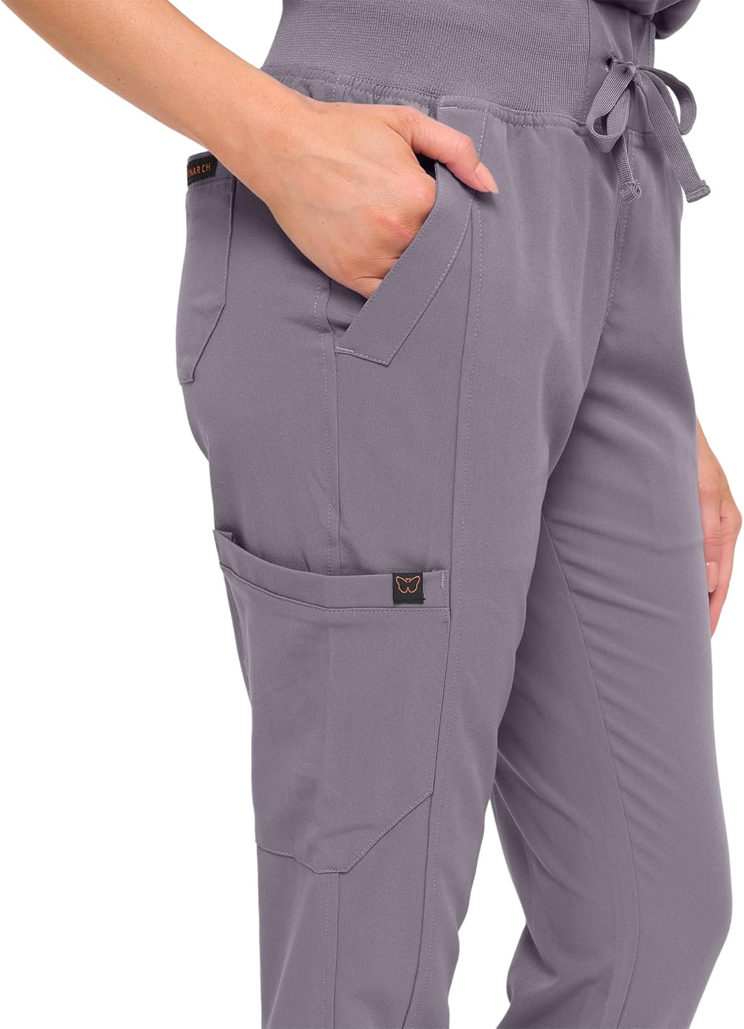 Monarch Uniforms Women's Jogger Scrub Set with Oversized Scrub Top with Mandarin Collar - Charcoal