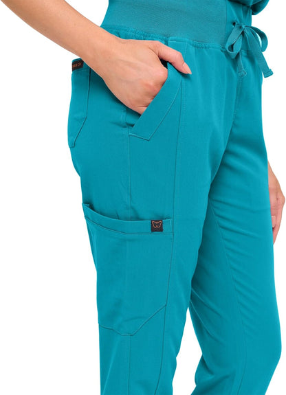 Monarch Uniforms Women's Jogger Scrub Set with Oversized Scrub Top with Mandarin Collar - Teal