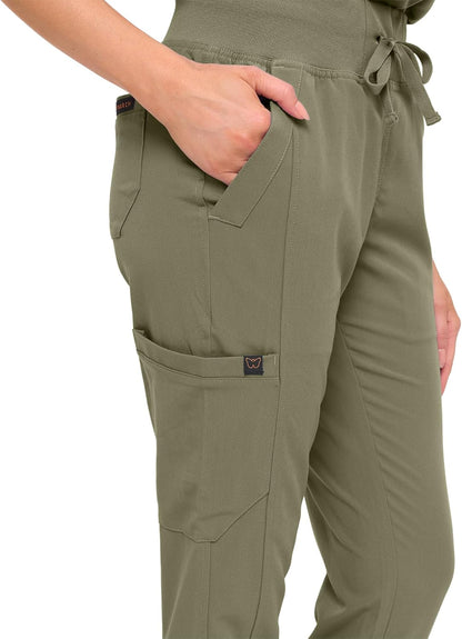 Monarch Uniforms Women's Jogger Scrub Set with Oversized Scrub Top with Mandarin Collar - Olive