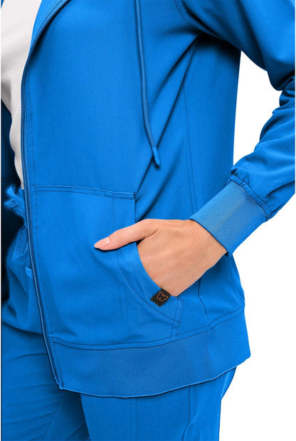 Monarch Uniforms Women's Scrub Jacket Hoodie – Lightweight Zip Up Nursing Jacket - Royal Blue