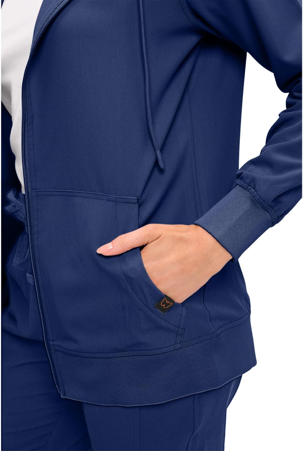 Monarch Uniforms Women's Scrub Jacket Hoodie – Lightweight Zip Up Nursing Jacket - Navy Blue