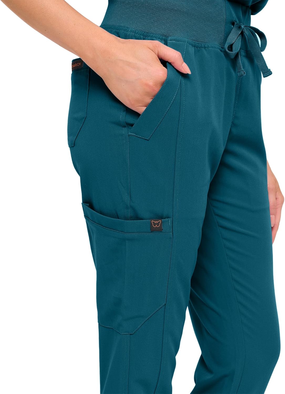 Monarch Uniforms Women's Jogger Scrub Set with Oversized Scrub Top with Mandarin Collar - Caribbean Blue