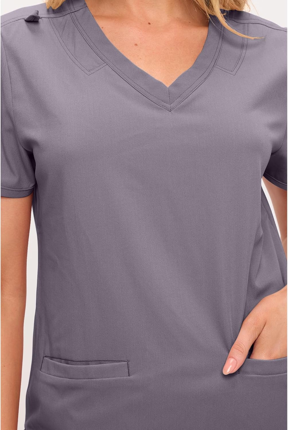 Monarch Uniforms Women's Soft Stretch Scrub Set With Nine Pockets – V-Neck Top & High-Waisted Bootcut Pants - Charcoal