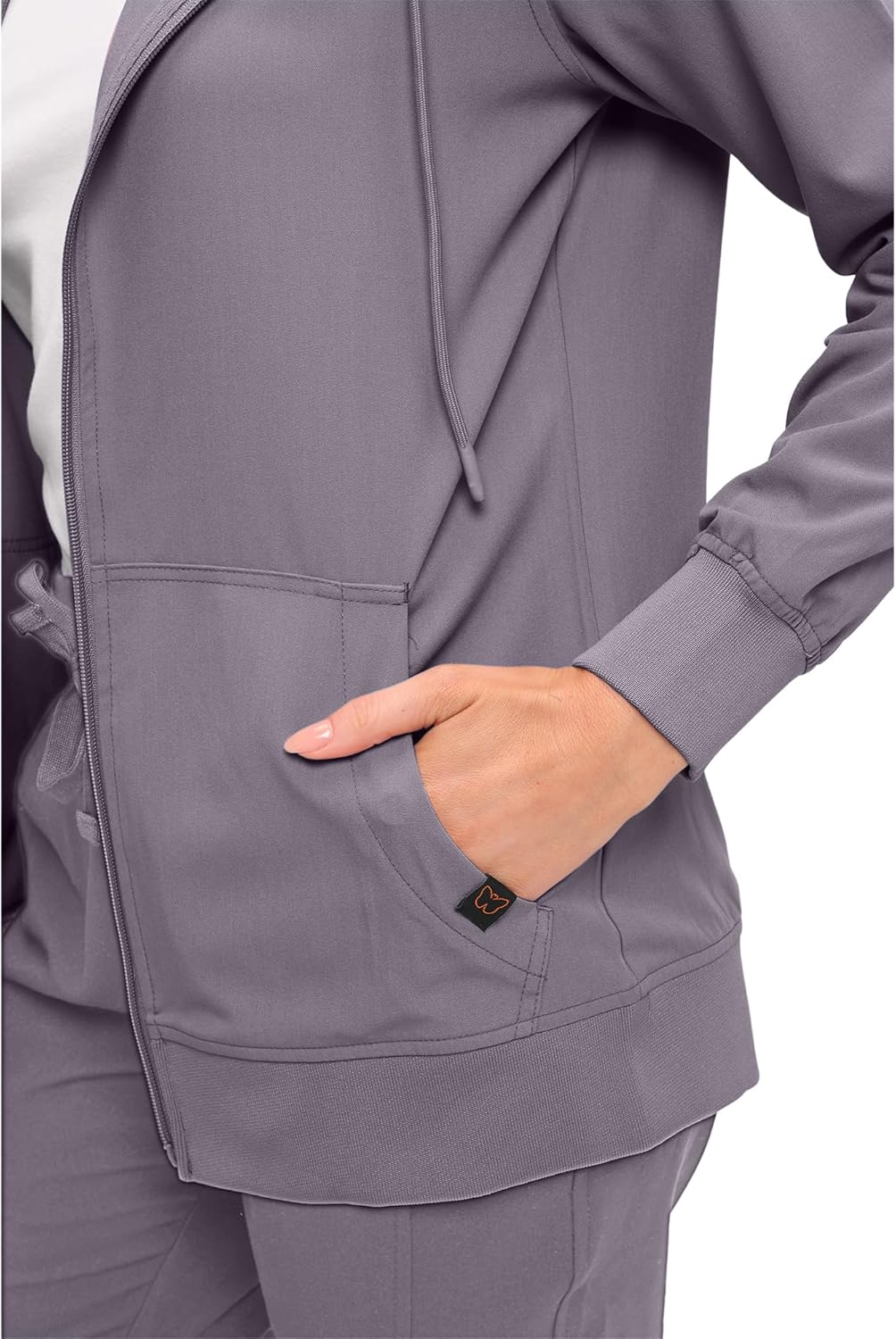 Monarch Uniforms Women's Scrub Jacket Hoodie – Lightweight Zip Up Nursing Jacket - Charcoal