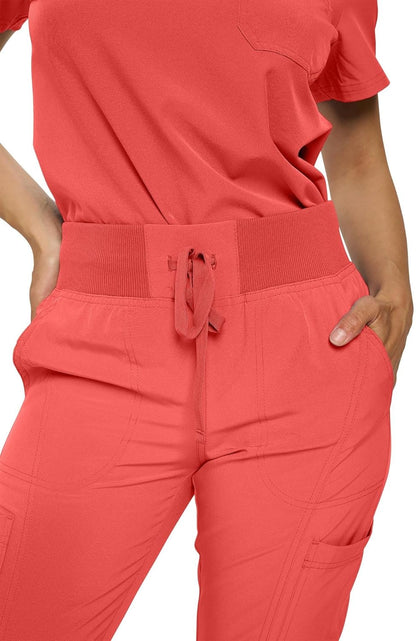 Monarch Uniforms Women's Jogger Scrubs Ribbed Jogger Scrub Pants for Women - Coral