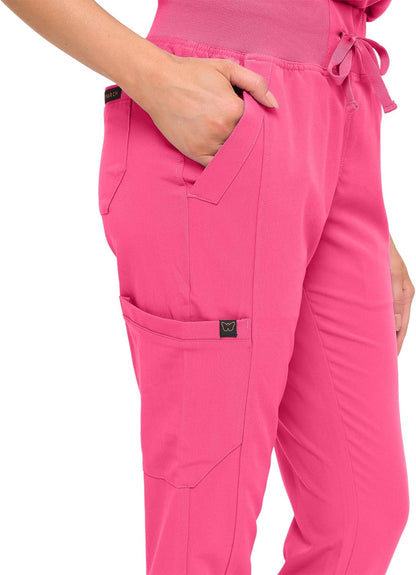 Monarch Uniforms Women's Jogger Scrub Set with Oversized Scrub Top with Mandarin Collar - Hot Pink