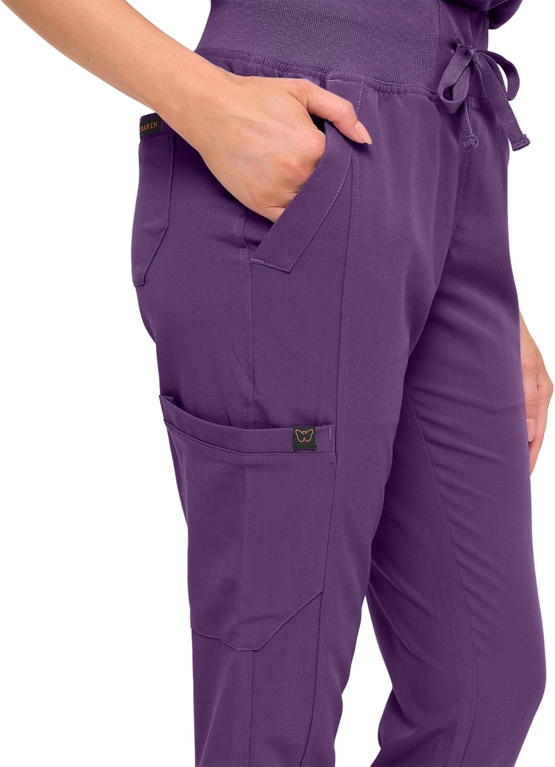 Monarch Uniforms Women's Jogger Scrub Set with Oversized Scrub Top with Mandarin Collar - Eggplant