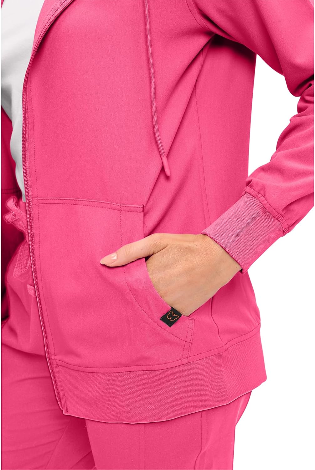 Monarch Uniforms Women's Scrub Jacket Hoodie – Lightweight Zip Up Nursing Jacket - Hot Pink